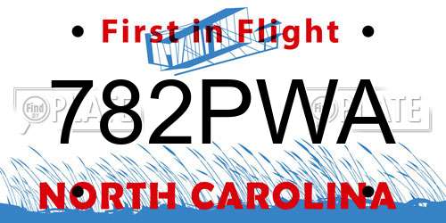 782PWA North Carolina License Plate