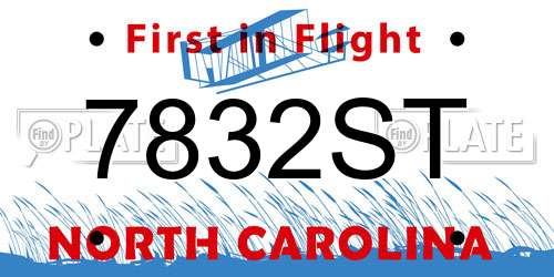 7832ST North Carolina License Plate