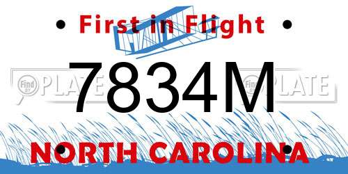 7834M North Carolina License Plate