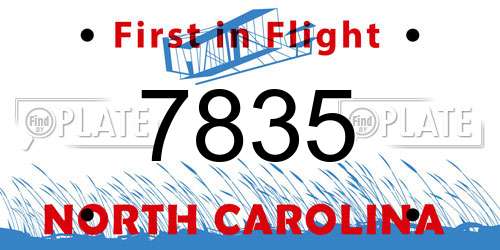 7835 North Carolina License Plate