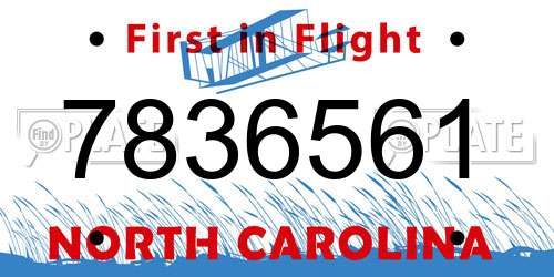 7836561 North Carolina License Plate