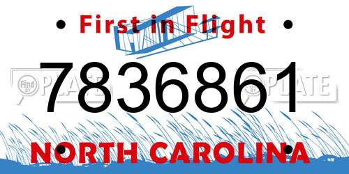 7836861 North Carolina License Plate