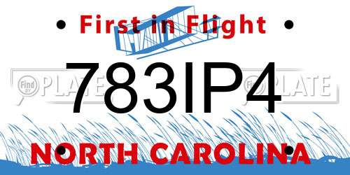 783IP4 North Carolina License Plate
