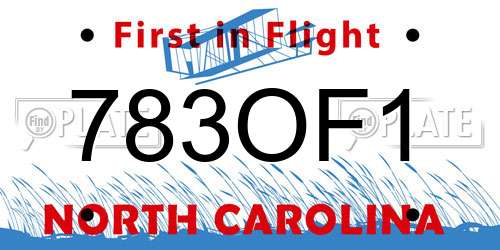 783OF1 North Carolina License Plate
