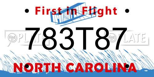 783T87 North Carolina License Plate