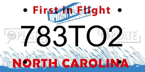783TO2 North Carolina License Plate