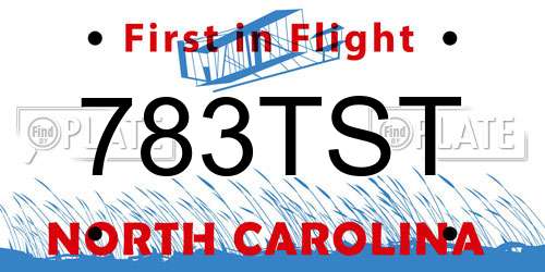 783TST North Carolina License Plate