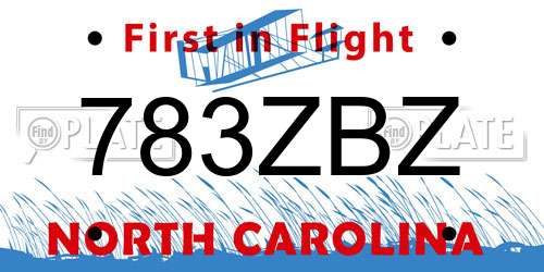 783ZBZ North Carolina License Plate