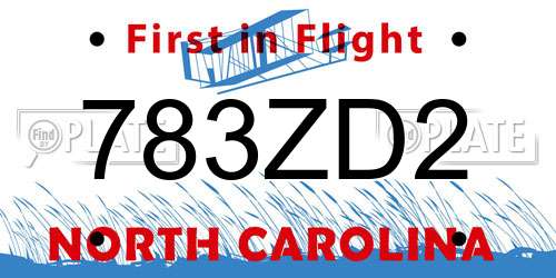 783ZD2 North Carolina License Plate