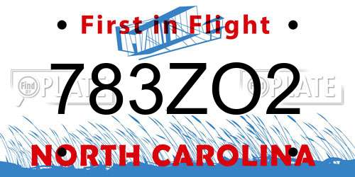 783ZO2 North Carolina License Plate