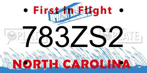 783ZS2 North Carolina License Plate