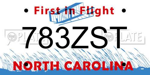 783ZST North Carolina License Plate