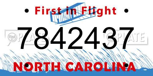 7842437 North Carolina License Plate