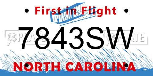 7843SW North Carolina License Plate