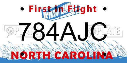 784AJC North Carolina License Plate