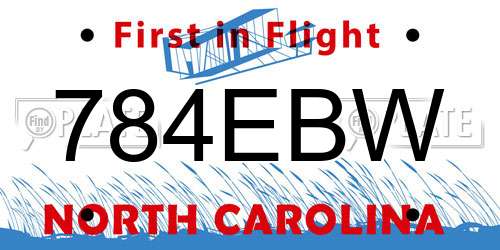 784EBW North Carolina License Plate