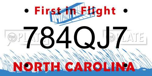 784QJ7 North Carolina License Plate