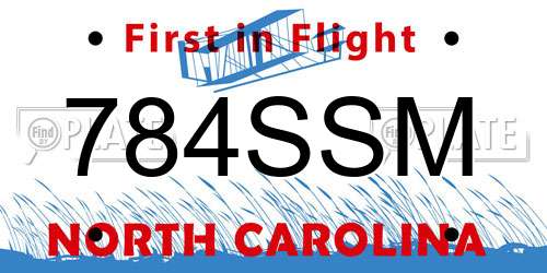 784SSM North Carolina License Plate