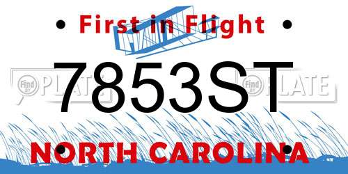 7853ST North Carolina License Plate