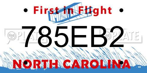 785EB2 North Carolina License Plate
