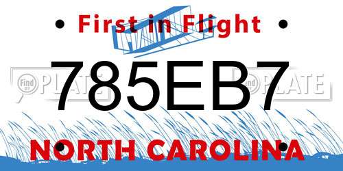 785EB7 North Carolina License Plate