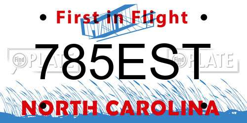 785EST North Carolina License Plate
