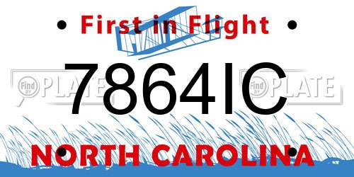 7864IC North Carolina License Plate