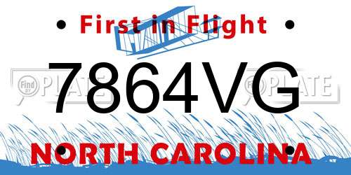7864VG North Carolina License Plate