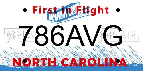 786AVG North Carolina License Plate
