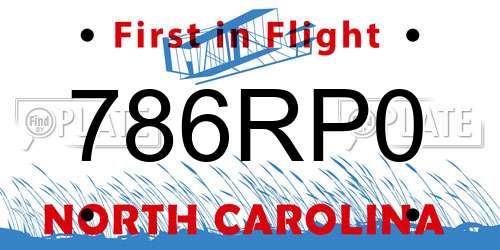 786RP0 North Carolina License Plate