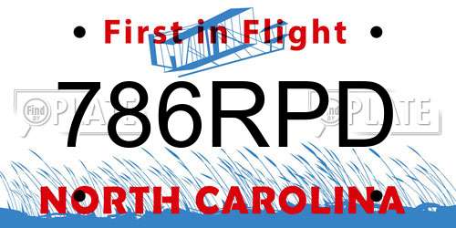 786RPD North Carolina License Plate