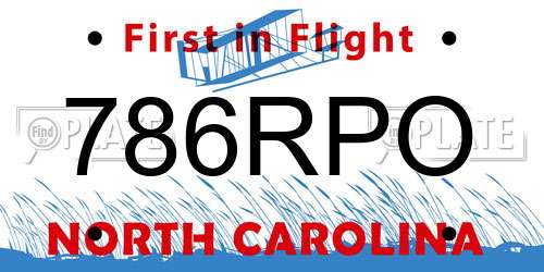 786RPO North Carolina License Plate