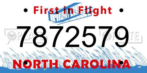 7872579 North Carolina License Plate
