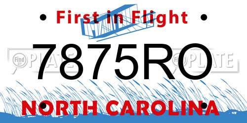 7875RO North Carolina License Plate