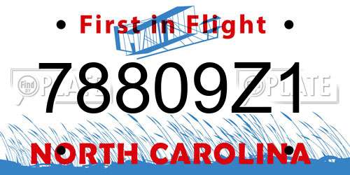 78809Z1 North Carolina License Plate