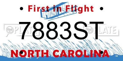 7883ST North Carolina License Plate