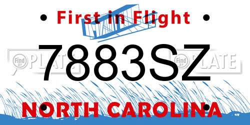 7883SZ North Carolina License Plate