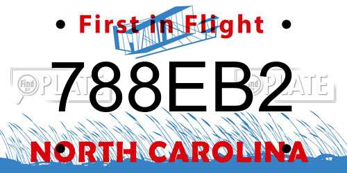 788EB2 North Carolina License Plate