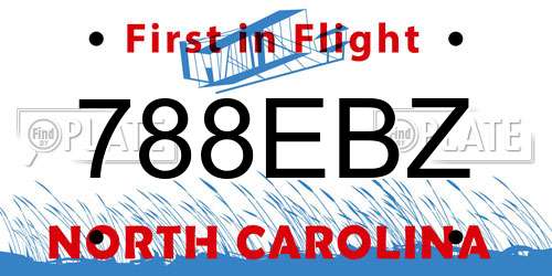 788EBZ North Carolina License Plate