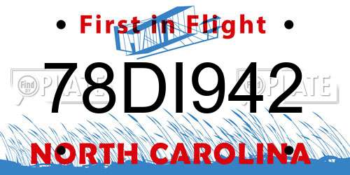 78DI942 North Carolina License Plate