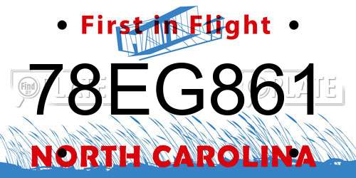 78EG861 North Carolina License Plate
