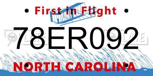 78ER092 North Carolina License Plate