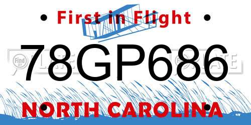 78GP686 North Carolina License Plate
