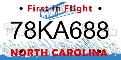 78KA688 North Carolina License Plate