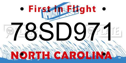 78SD971 North Carolina License Plate