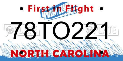 78TO221 North Carolina License Plate