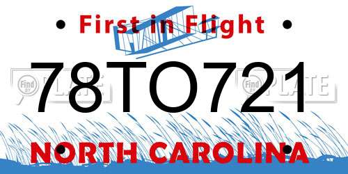 78TO721 North Carolina License Plate