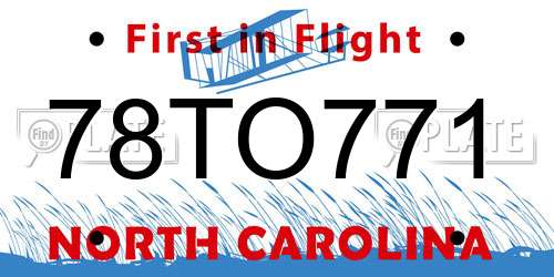 78TO771 North Carolina License Plate