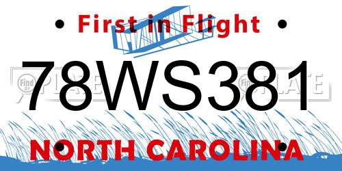 78WS381 North Carolina License Plate