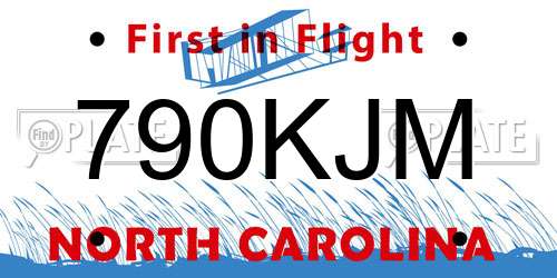 790KJM North Carolina License Plate